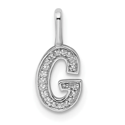 14K Weißgold Echter Diamant Buchstabe G Initial-Anhänger