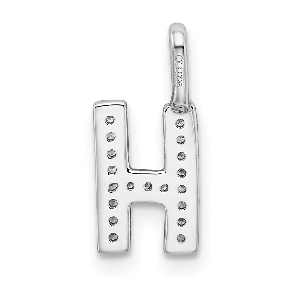 14K Weißgold Echtdiamant-Anhänger Buchstabe H Initiale