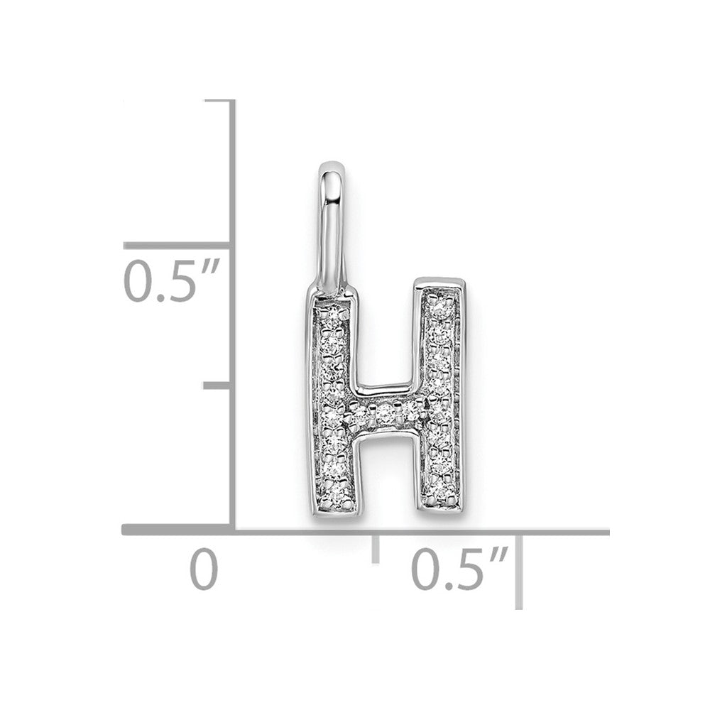 14K Weißgold Echtdiamant-Anhänger Buchstabe H Initiale
