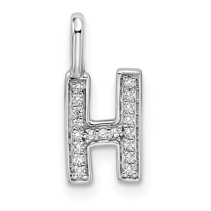 14K Weißgold Echtdiamant-Anhänger Buchstabe H Initiale