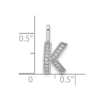 14K Weißgold Anhänger mit echtem Diamant, Buchstabe K, Initiale