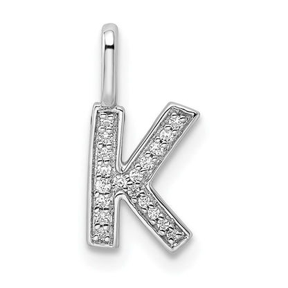 14K Weißgold Anhänger mit echtem Diamant, Buchstabe K, Initiale
