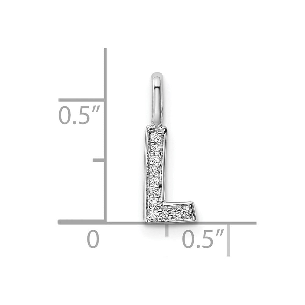14K Weißgold Anhänger mit echtem Diamant-Buchstaben „L