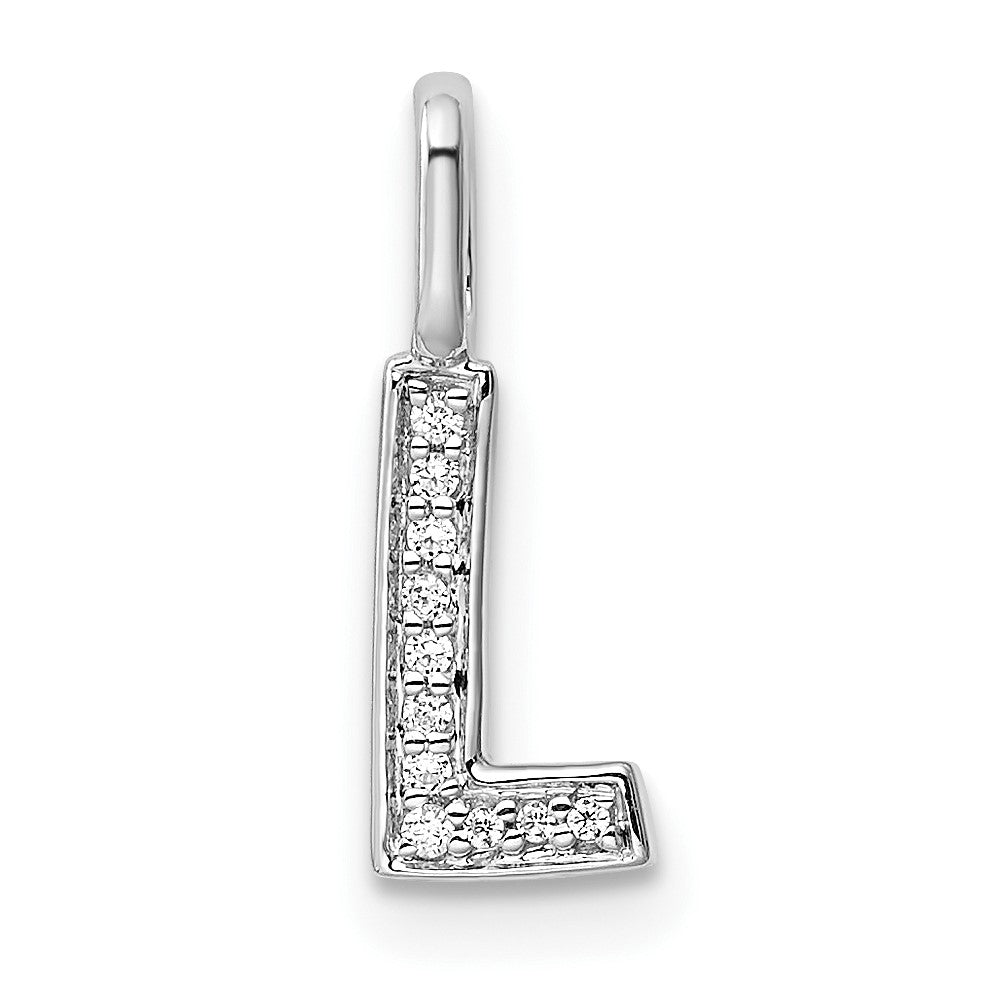 14K Weißgold Anhänger mit echtem Diamant-Buchstaben „L