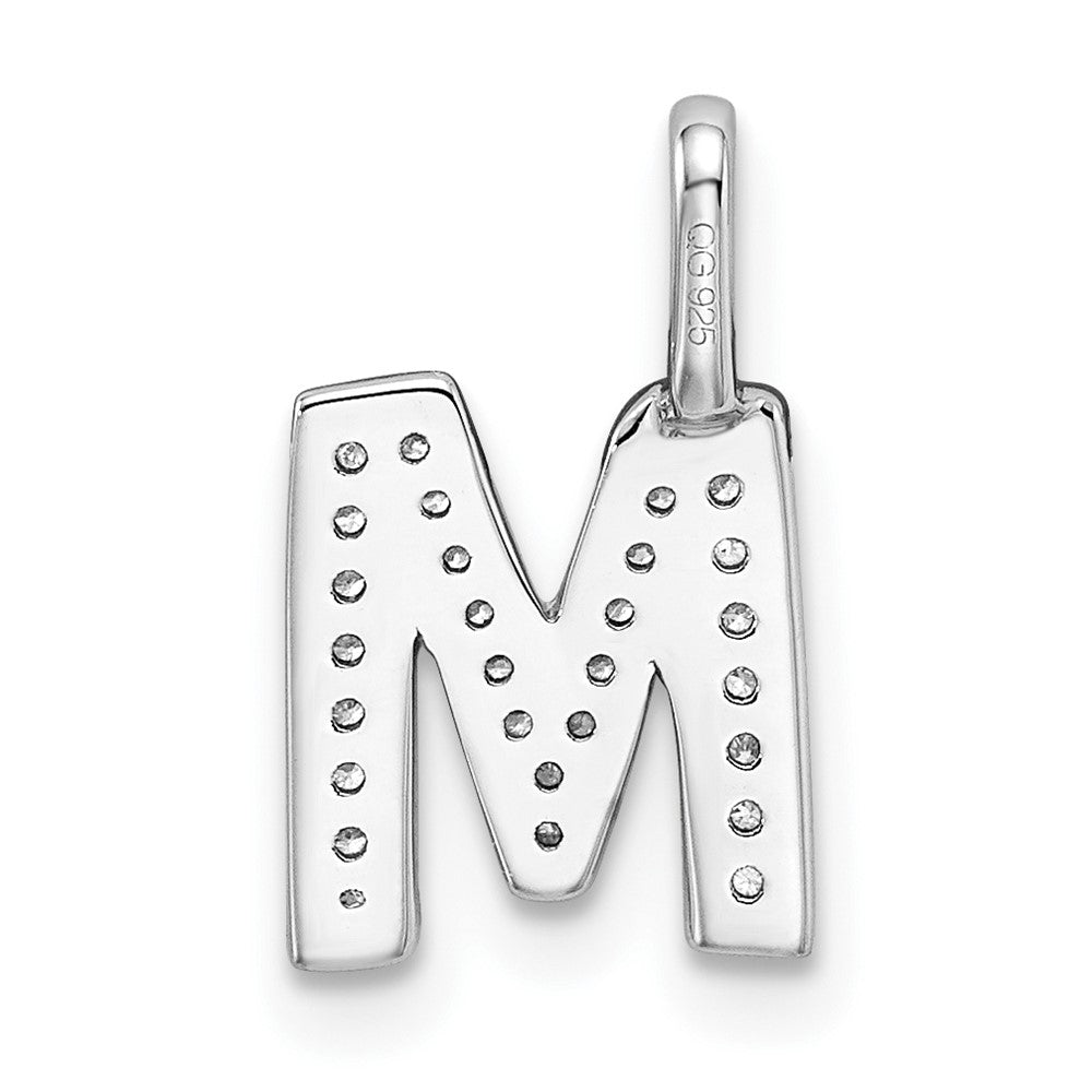 14K Weißgold Anhänger mit echtem Diamant-Buchstaben M (Initial)