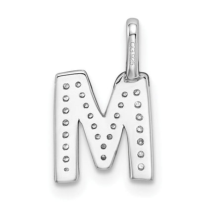 14K Weißgold Anhänger mit echtem Diamant-Buchstaben M (Initial)