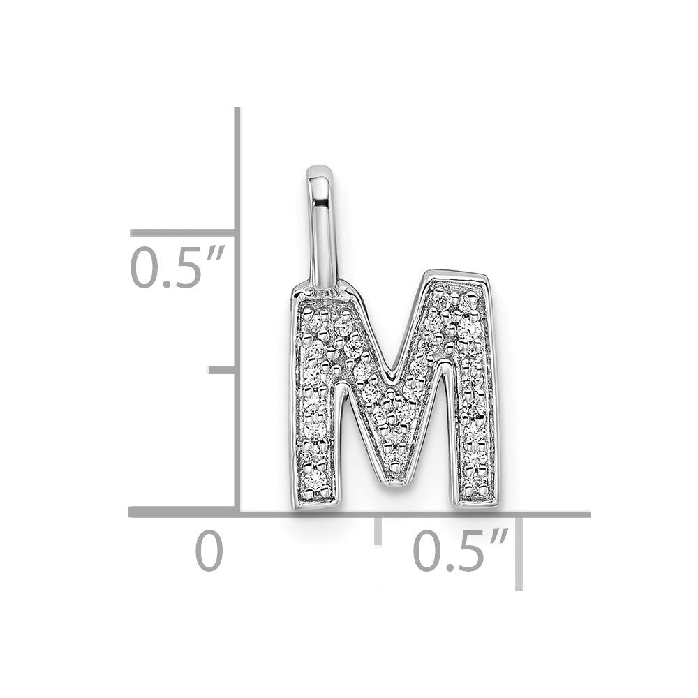 14K Weißgold Anhänger mit echtem Diamant-Buchstaben M (Initial)