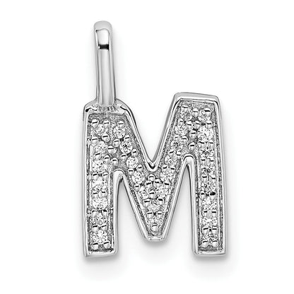 14K Weißgold Anhänger mit echtem Diamant-Buchstaben M (Initial)
