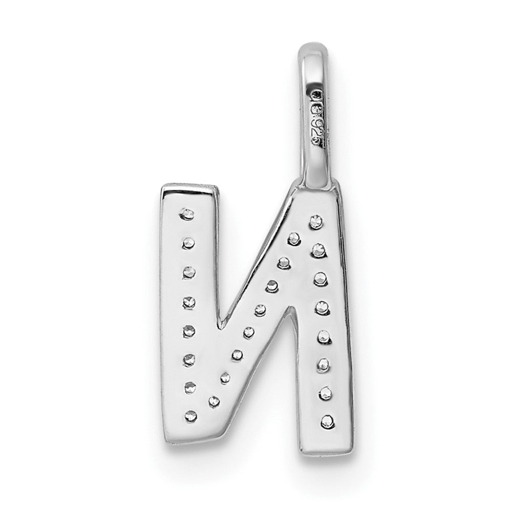 14K Weißgold Initial-Anhänger Buchstabe N mit echtem Diamant