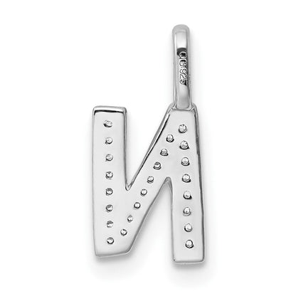 14K Weißgold Initial-Anhänger Buchstabe N mit echtem Diamant
