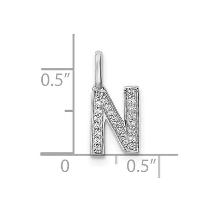 14K Weißgold Initial-Anhänger Buchstabe N mit echtem Diamant