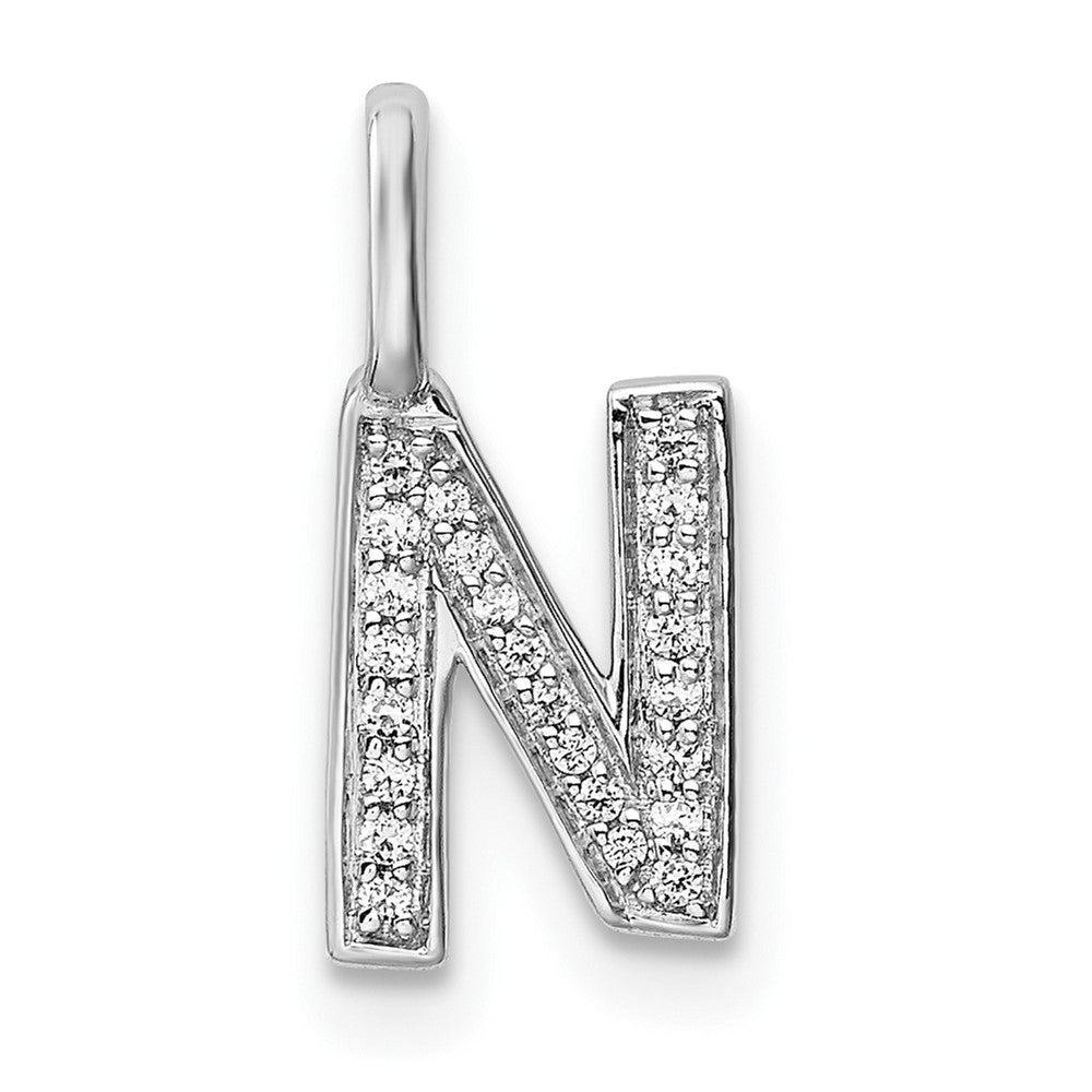 14K Weißgold Initial-Anhänger Buchstabe N mit echtem Diamant