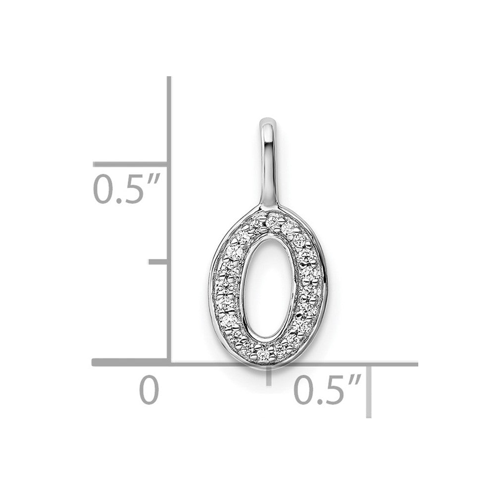 14K Weißgold Anhänger mit echtem Diamant-Buchstaben „O