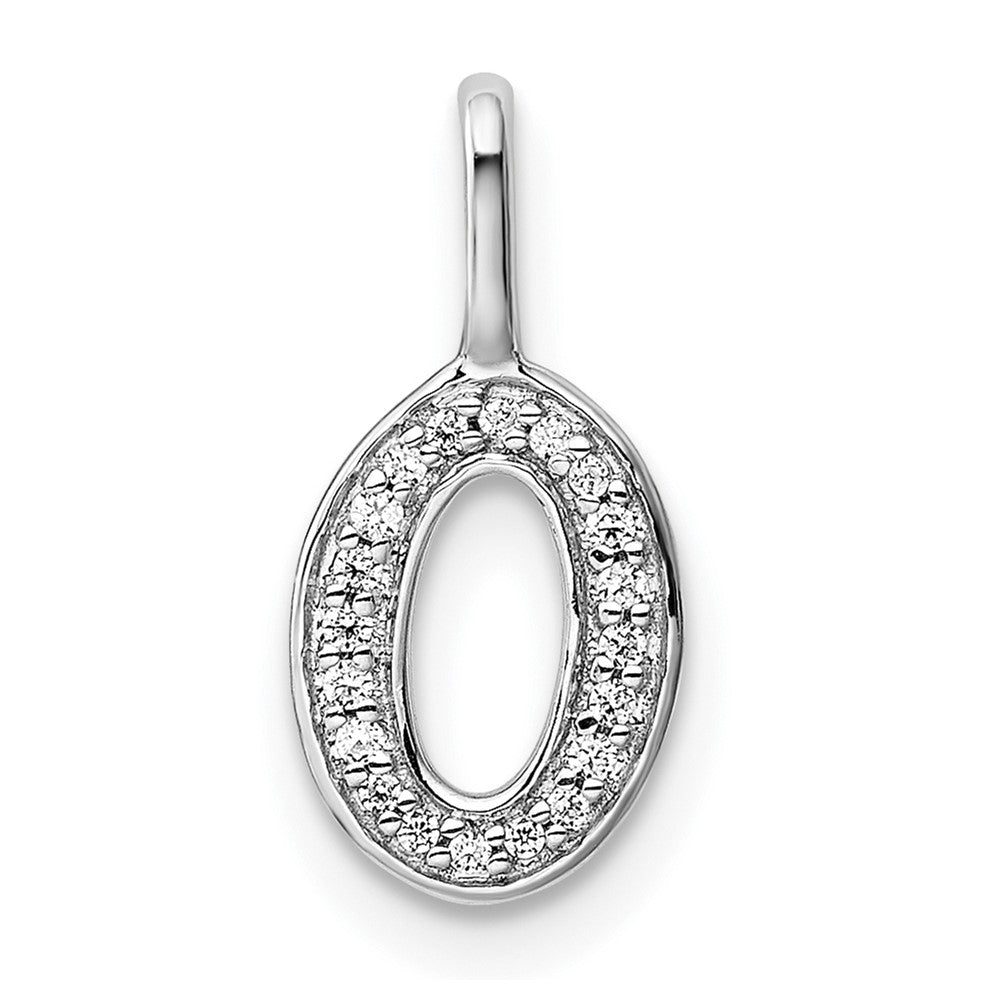 14K Weißgold Anhänger mit echtem Diamant-Buchstaben „O