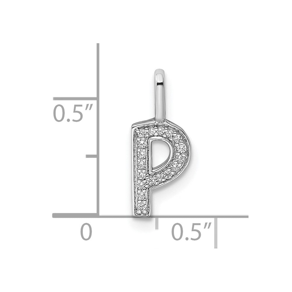 14K Weißgold Buchstaben-Anhänger „P" mit echten Diamanten