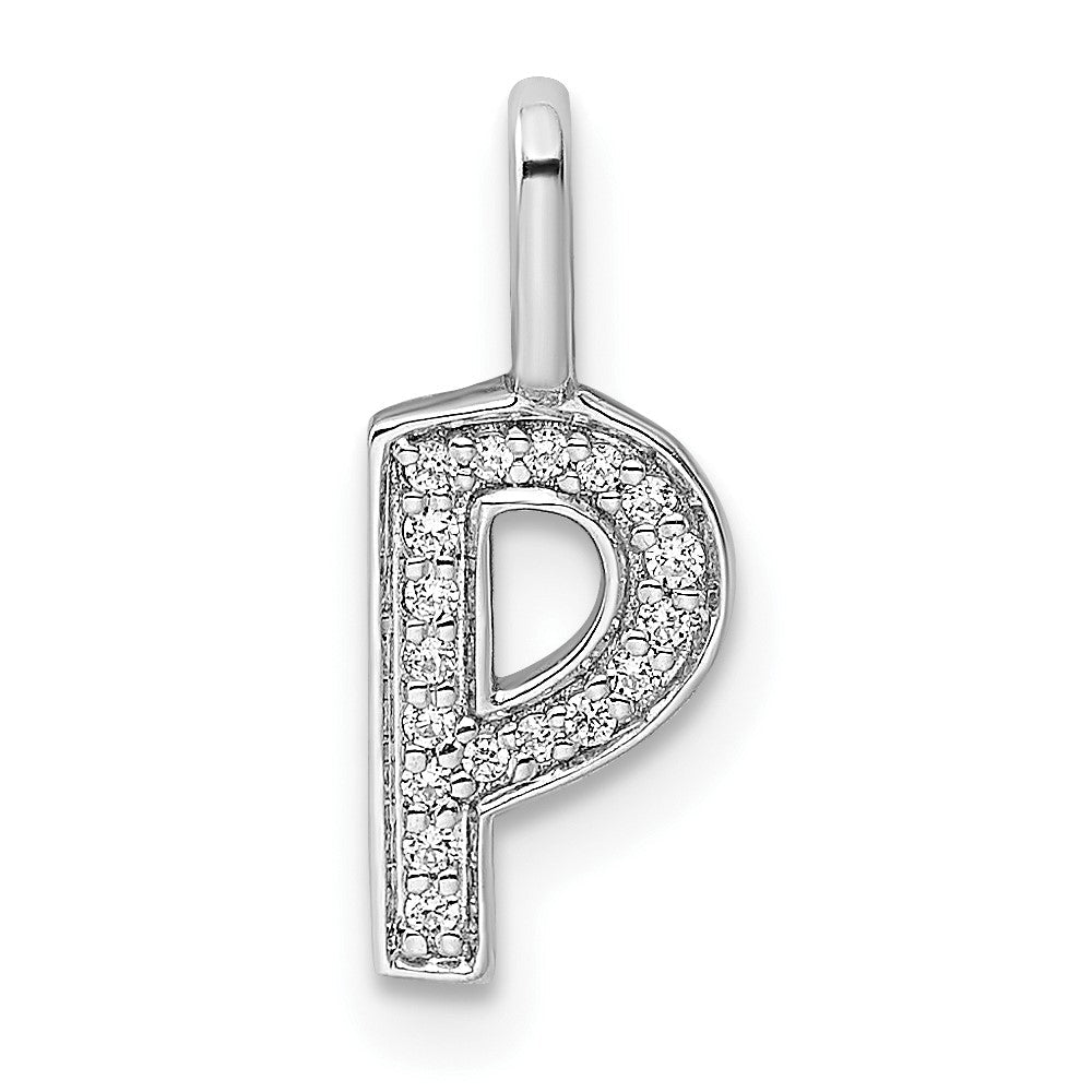 14K Weißgold Buchstaben-Anhänger „P" mit echten Diamanten