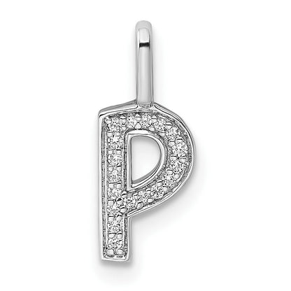 14K Weißgold Buchstaben-Anhänger „P" mit echten Diamanten