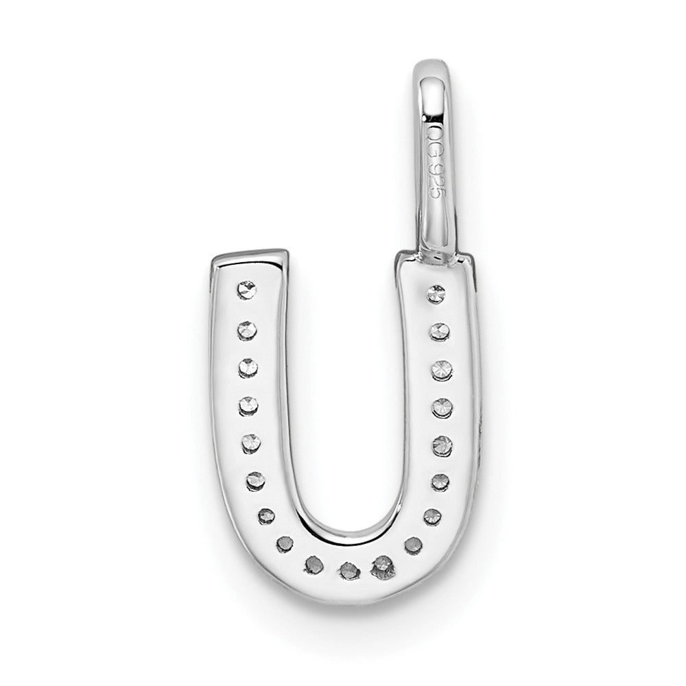 14K Weißgold Anhänger mit echtem Diamant-Buchstaben „U“ (Initiale)