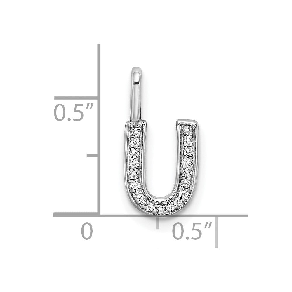 14K Weißgold Anhänger mit echtem Diamant-Buchstaben „U“ (Initiale)