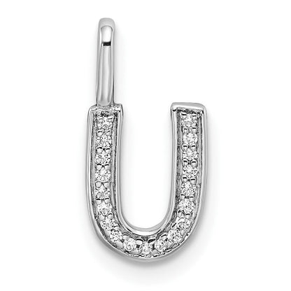 14K Weißgold Anhänger mit echtem Diamant-Buchstaben „U“ (Initiale)