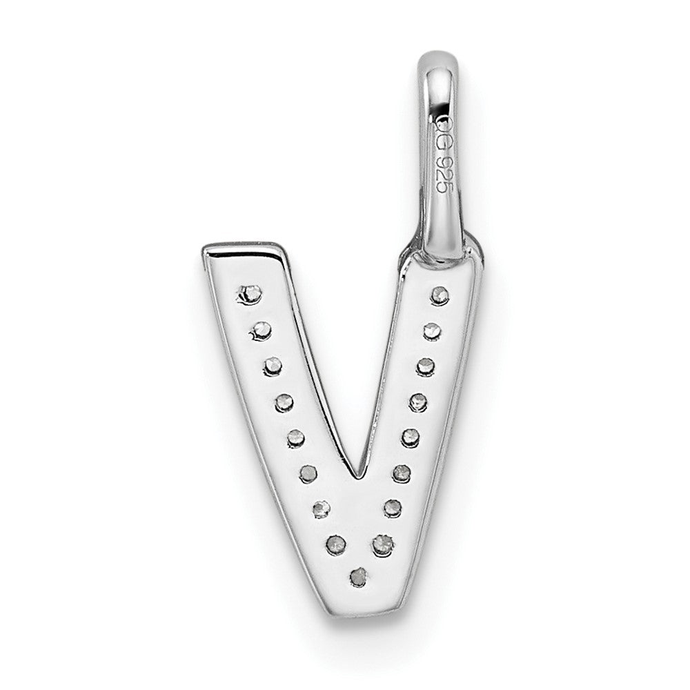 14K Weißgold Anhänger mit Echtem Diamant-Buchstaben „V