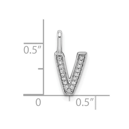 14K Weißgold Anhänger mit Echtem Diamant-Buchstaben „V