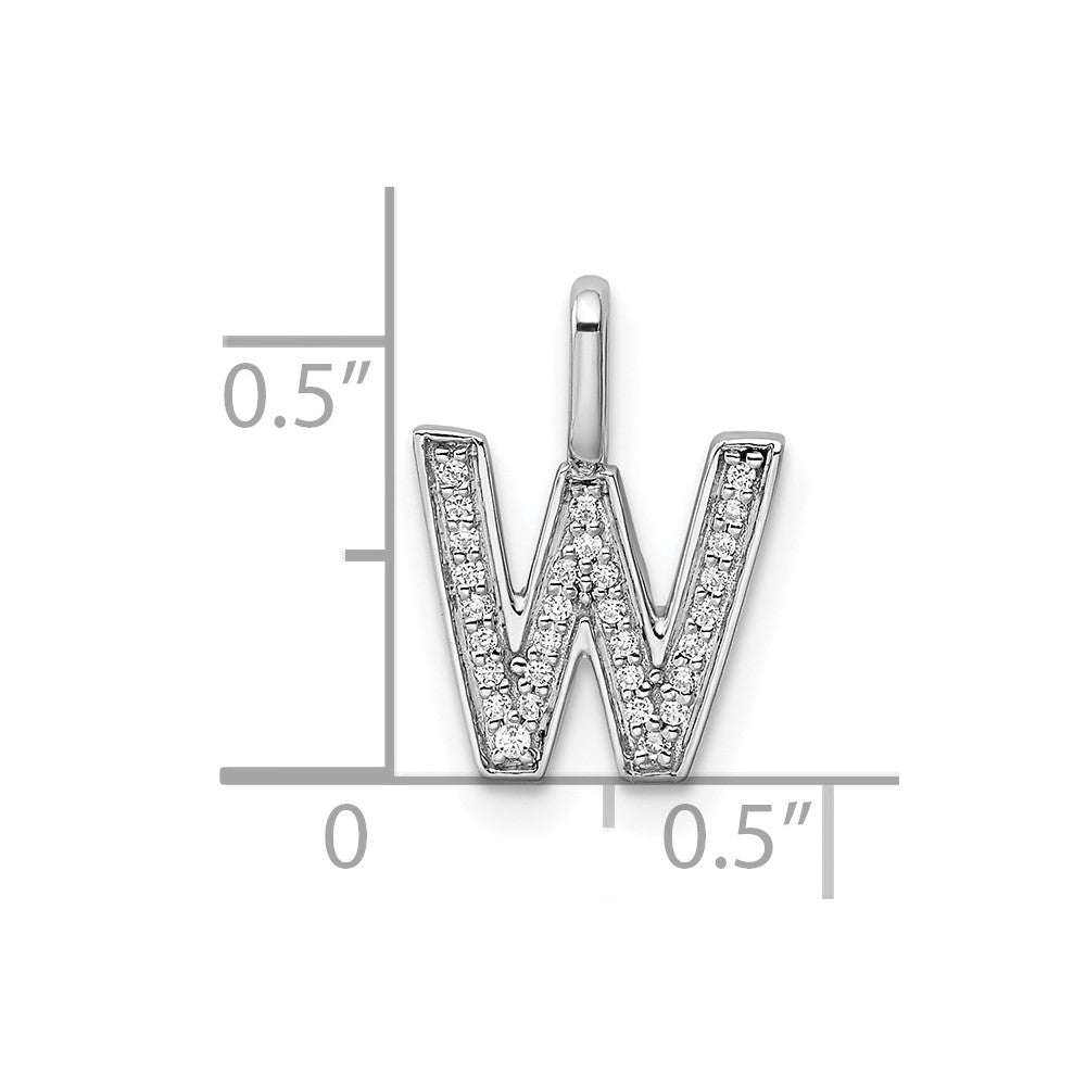 14K Weißgold Anhänger mit echtem Diamant-Buchstaben „W“