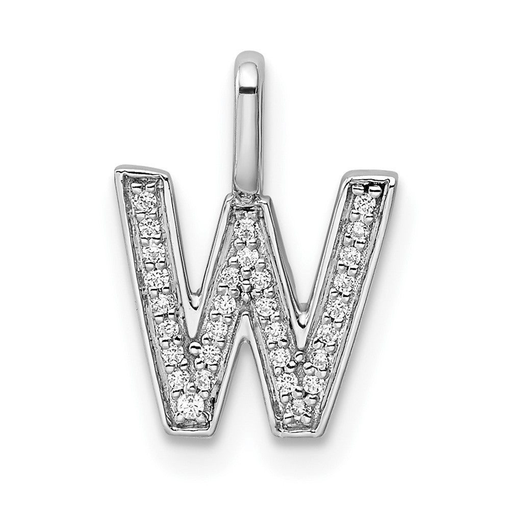 14K Weißgold Anhänger mit echtem Diamant-Buchstaben „W“