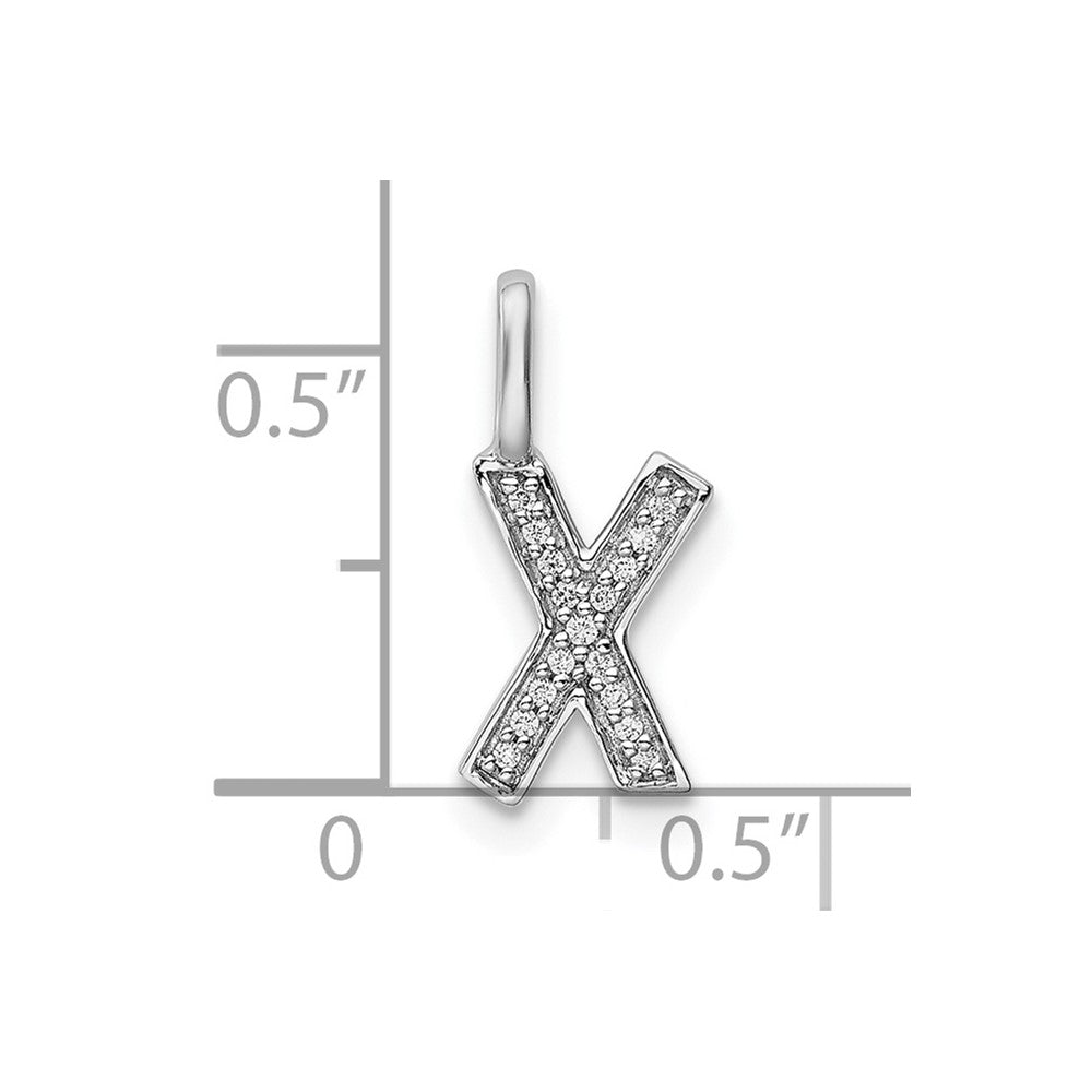 14K Weißgold Anhänger mit echtem Diamant-Buchstaben "X