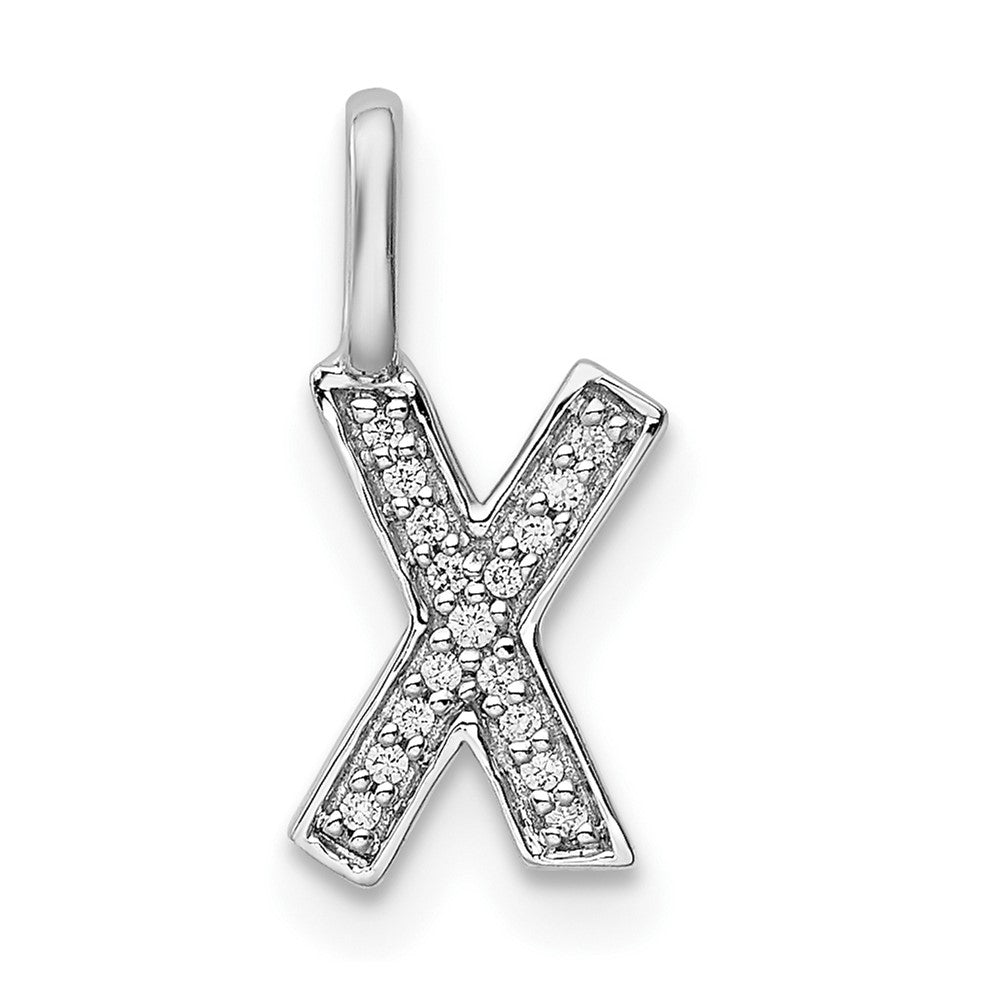 14K Weißgold Anhänger mit echtem Diamant-Buchstaben "X