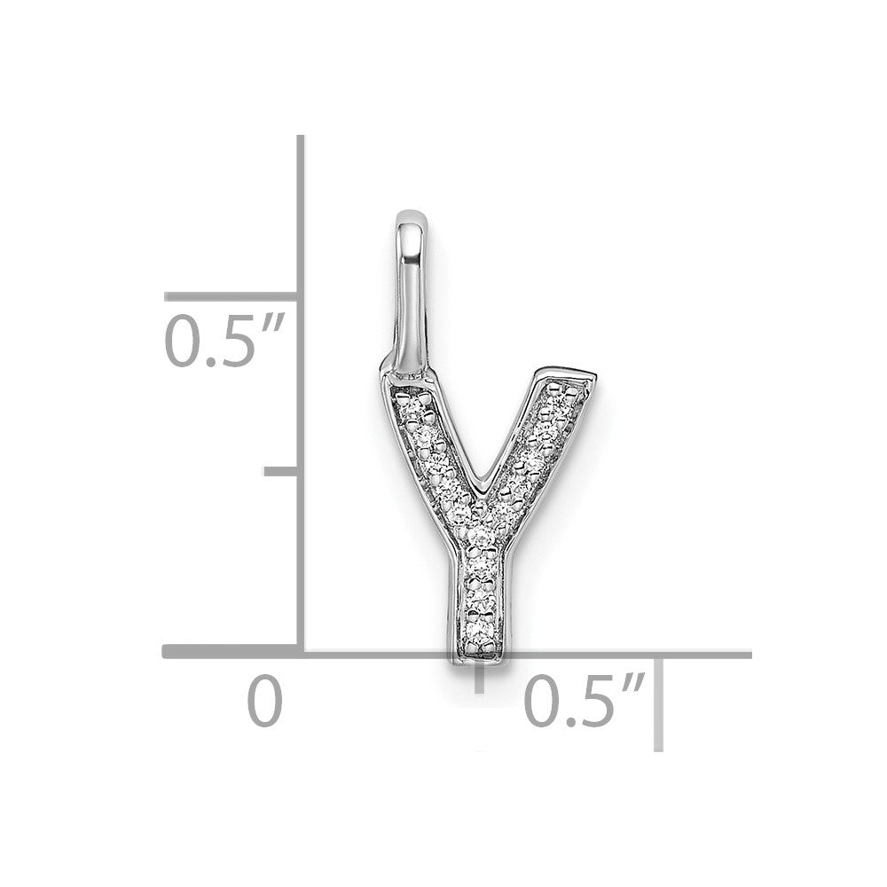 14K Weißgold Anhänger mit echtem Diamant-Buchstaben "Y