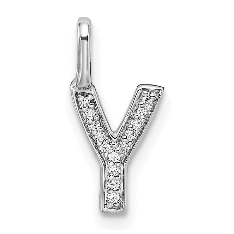 14K Weißgold Anhänger mit echtem Diamant-Buchstaben "Y