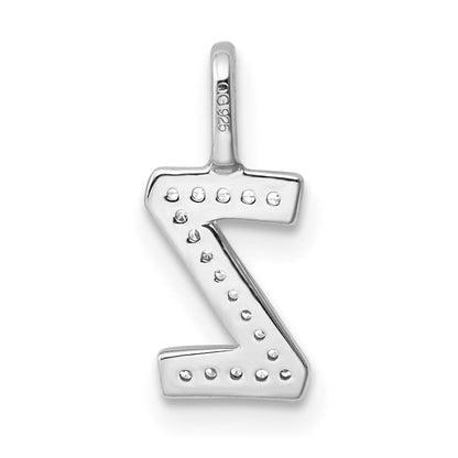 14K Weißgold Initial-Anhänger mit echtem Diamant, Buchstabe Z