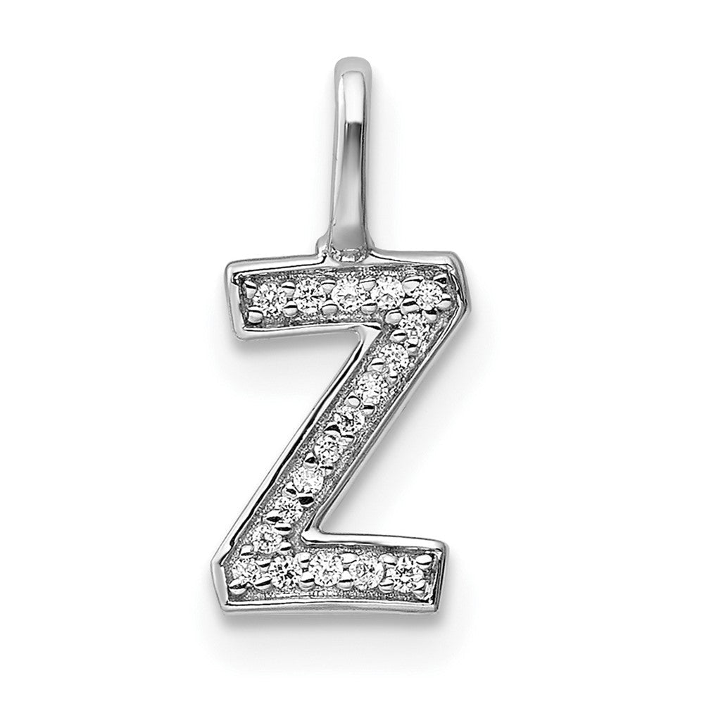 14K Weißgold Initial-Anhänger mit echtem Diamant, Buchstabe Z