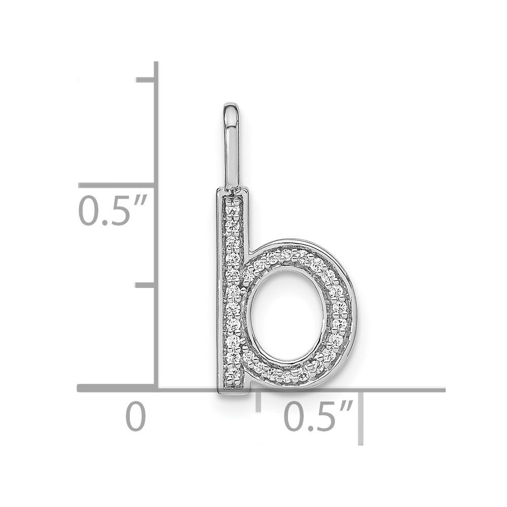 14K Weißgold Anhänger mit echtem Diamant, Initiale Kleinbuchstabe „b“