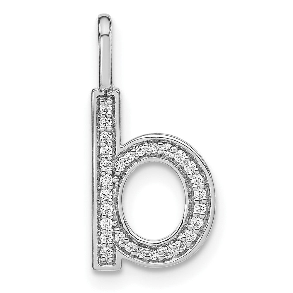 14K Weißgold Anhänger mit echtem Diamant, Initiale Kleinbuchstabe „b“
