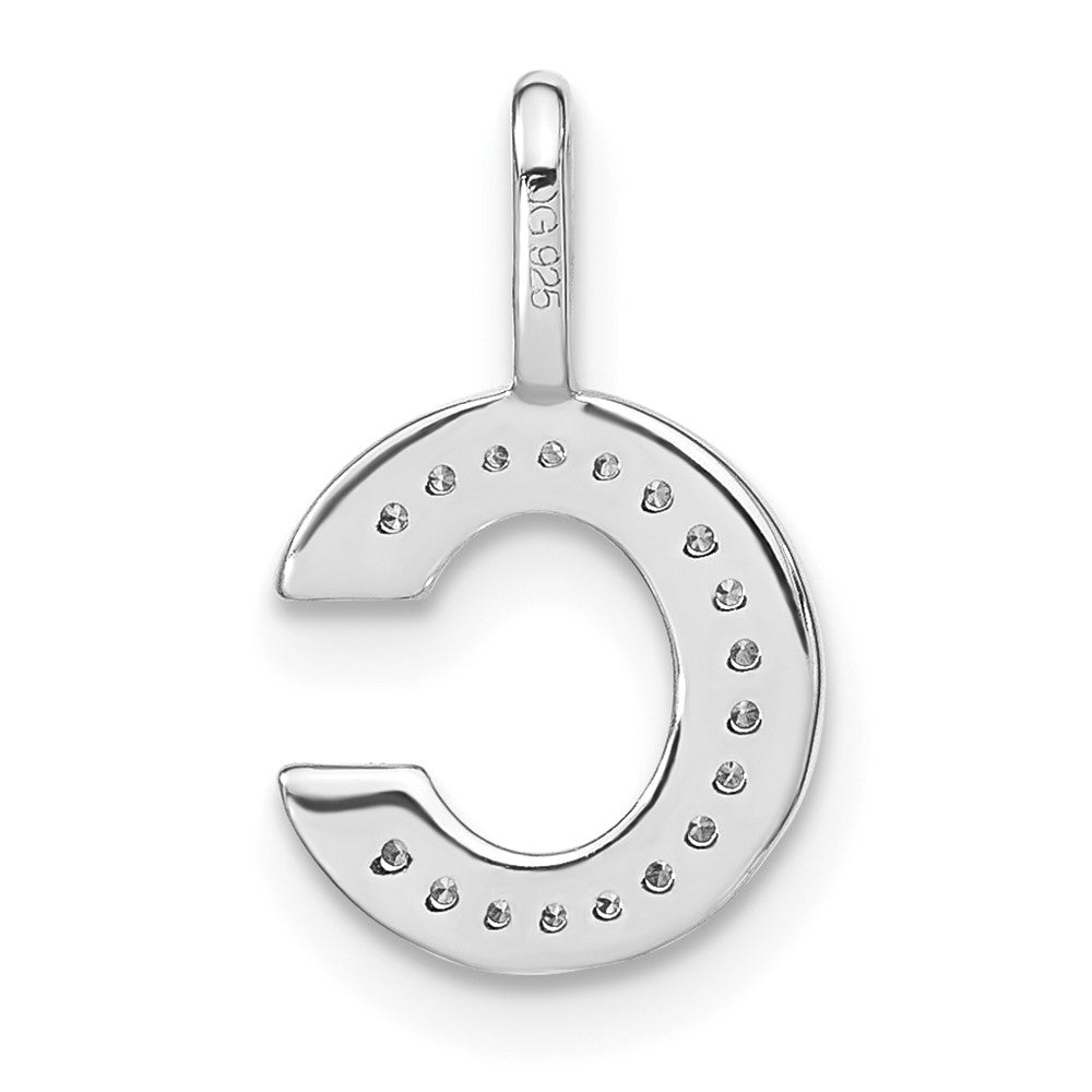 14K Weißgold Initial-Anhänger Kleinbuchstabe C mit echtem Diamant