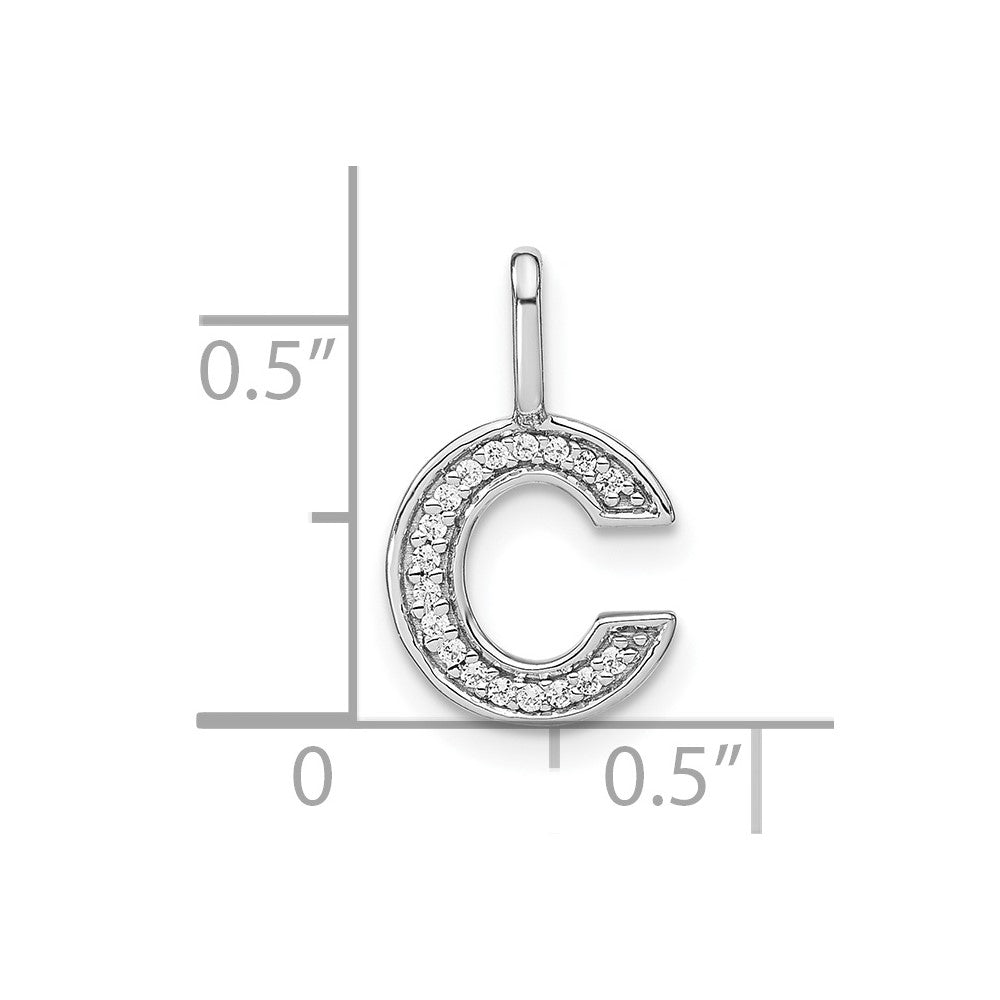 14K Weißgold Initial-Anhänger Kleinbuchstabe C mit echtem Diamant