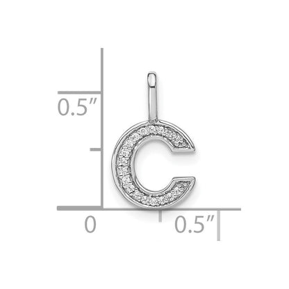 14K Weißgold Initial-Anhänger Kleinbuchstabe C mit echtem Diamant