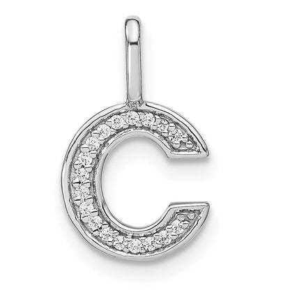 14K Weißgold Initial-Anhänger Kleinbuchstabe C mit echtem Diamant