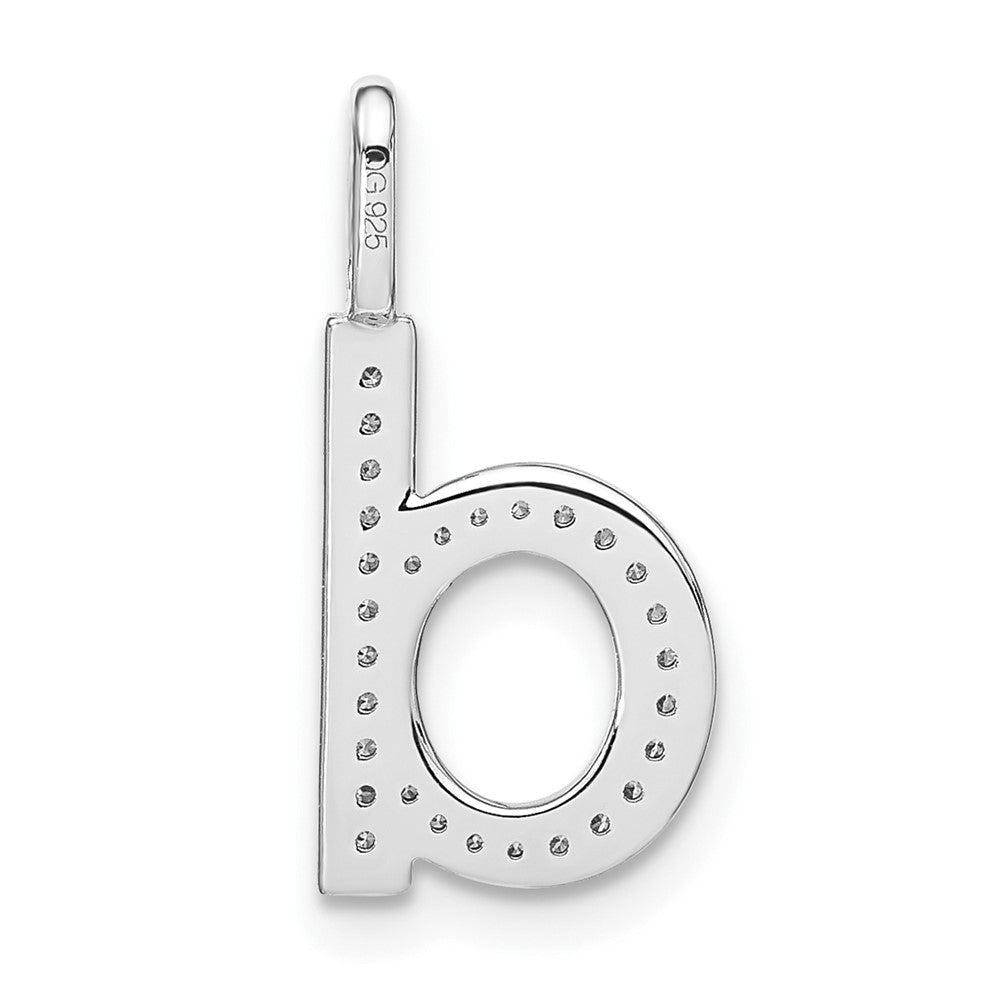 14K Weißgold Echtdiamant Kleinbuchstabe D Initial-Anhänger