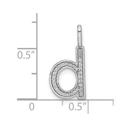 14K Weißgold Echtdiamant Kleinbuchstabe D Initial-Anhänger