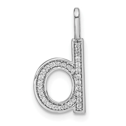 14K Weißgold Echtdiamant Kleinbuchstabe D Initial-Anhänger