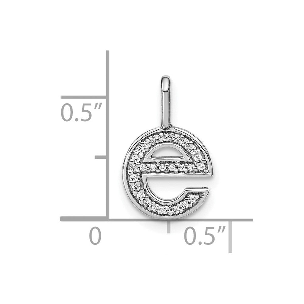 14K Weißgold Initial-Anhänger Kleinbuchstabe „E“ mit echtem Diamanten