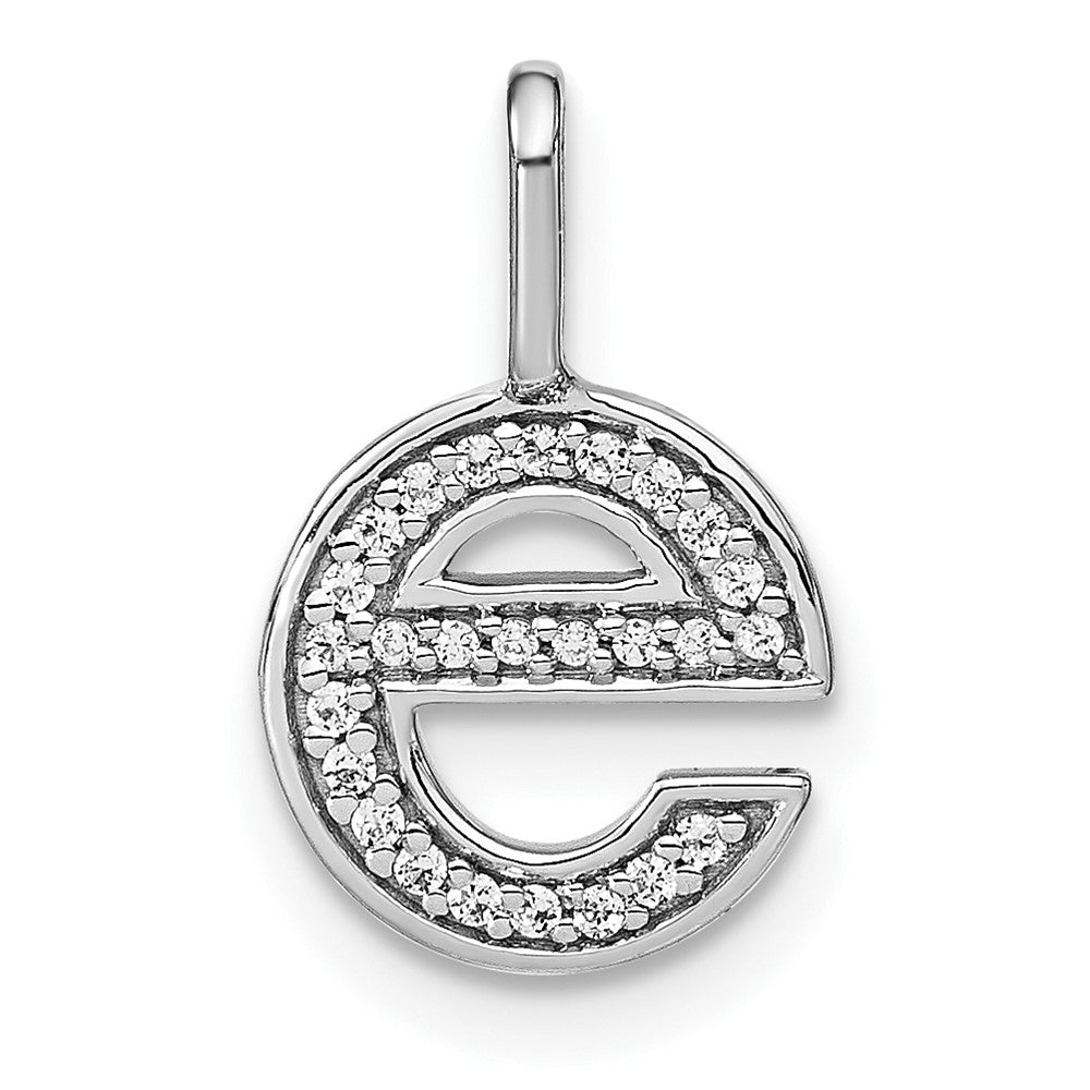 14K Weißgold Initial-Anhänger Kleinbuchstabe „E“ mit echtem Diamanten