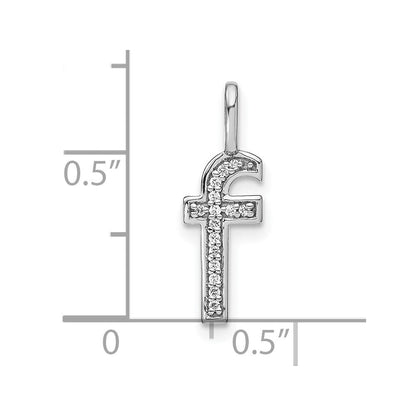 14K Weißgold Initial-Anhänger mit Echtdiamant, Kleinbuchstabe F