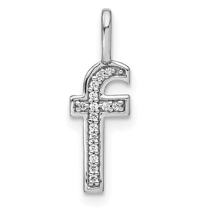 14K Weißgold Initial-Anhänger mit Echtdiamant, Kleinbuchstabe F