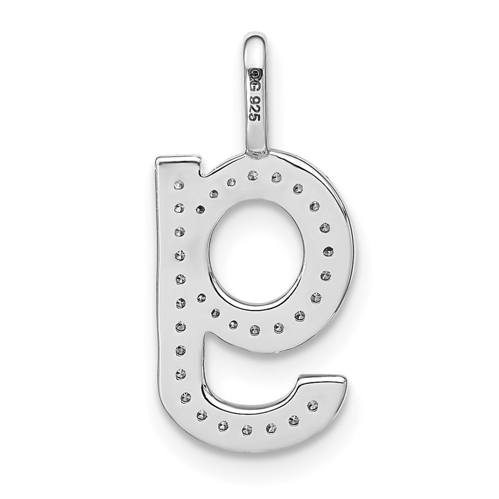 14K Weißgold Anhänger mit echtem Diamant, Kleinbuchstabe „G“ Initial