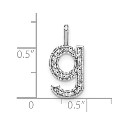 14K Weißgold Anhänger mit echtem Diamant, Kleinbuchstabe „G“ Initial