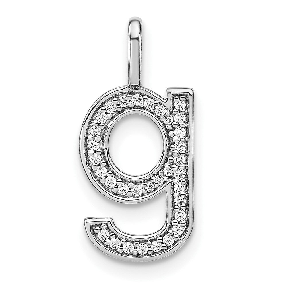14K Weißgold Anhänger mit echtem Diamant, Kleinbuchstabe „G“ Initial